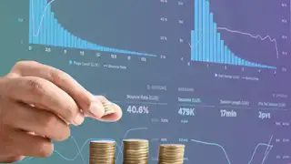 Hand stacking coins with a background of cloud infrastructure analytics. Ideal for content on cost-effective cloud infrastructure, financial optimization, and FinOps strategies.