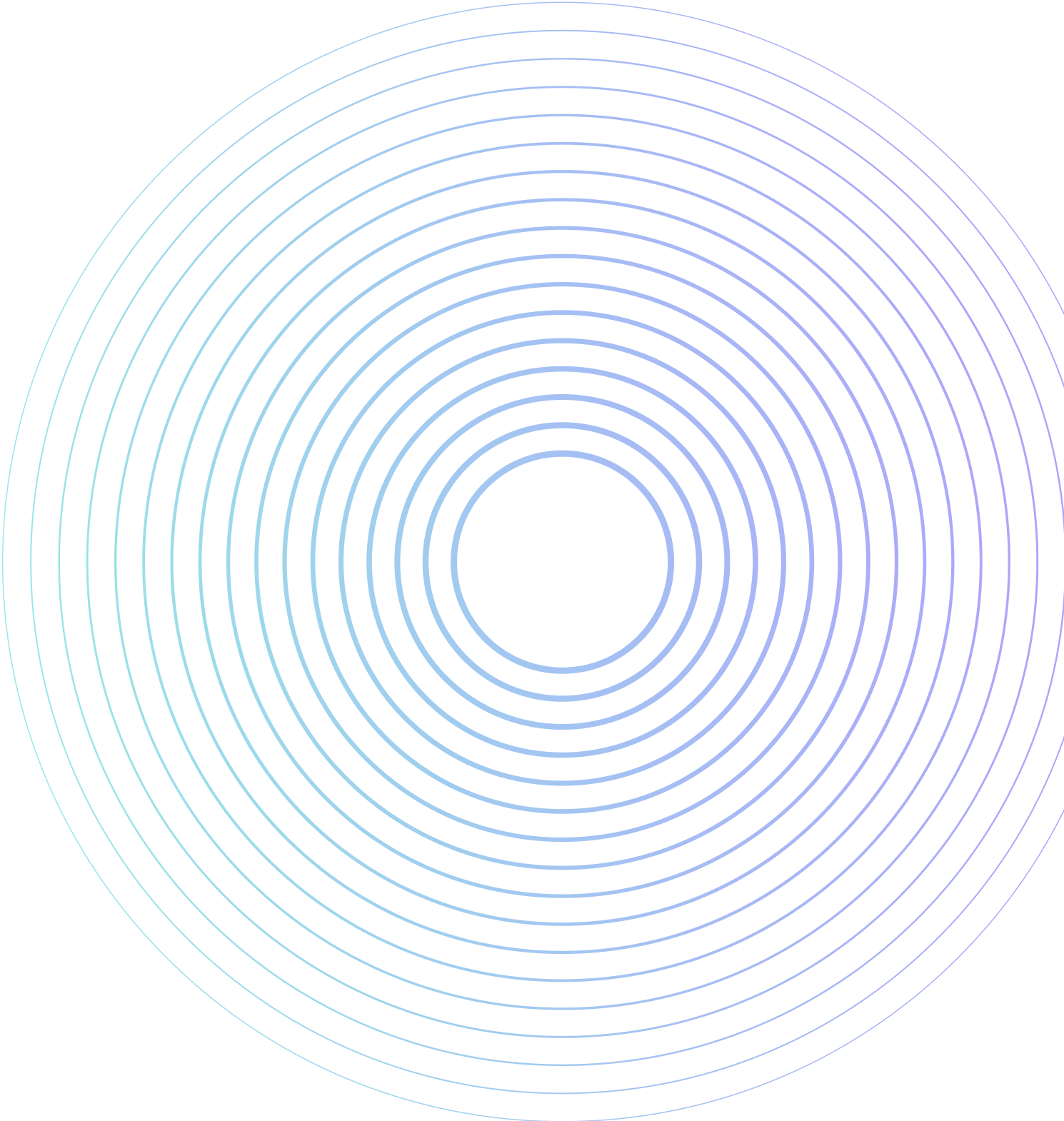 Graphisme abstrait présentant des formes circulaires superposées avec un dégradé allant du vert d’eau au violet, créant un design en couches et dynamique.