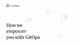 Thumbnail from PolitePixels with text: 'How we empower you with GitOps' featuring a rocket icon to illustrate faster, more reliable deployments.