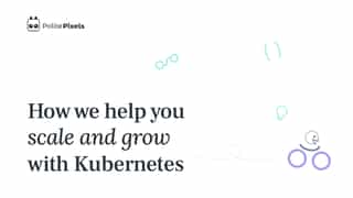 Thumbnail from PolitePixels reading: 'How we help you scale and grow with Kubernetes' featuring minimal icons and referencing container orchestration.